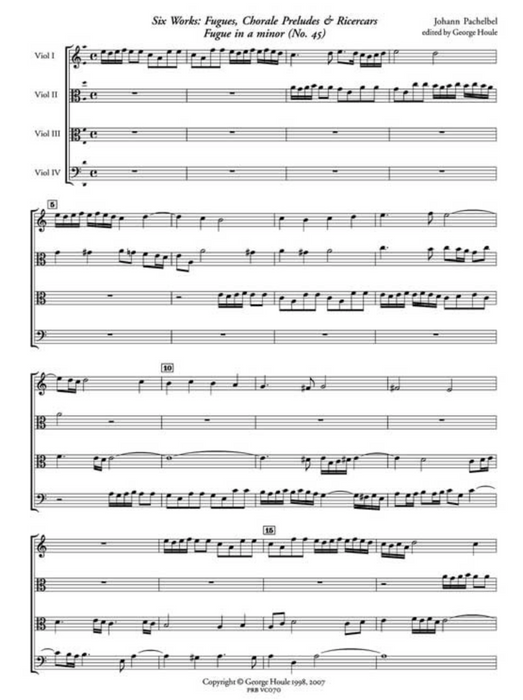 Pachelbel: 6 Pieces for Viol Quartet