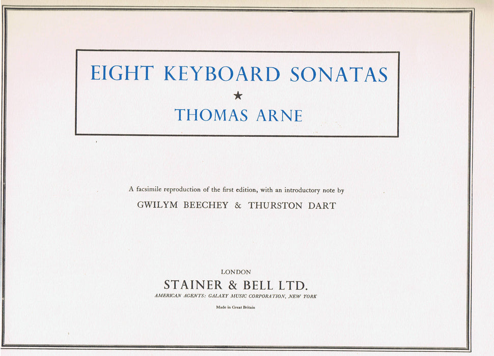 Arne: Eight Keyboard Sonatas