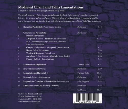 Tenebrae Consort • Medieval Chant & Tallis Lamentations (CD)