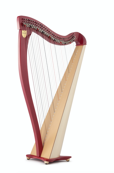 Drake 34 string harp (BioCarbon strings) in two-tone burgundy finish by Lyon & Healy