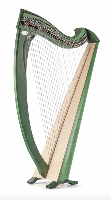 Una 38 string harp (Silkgut strings) in green finish by Salvi