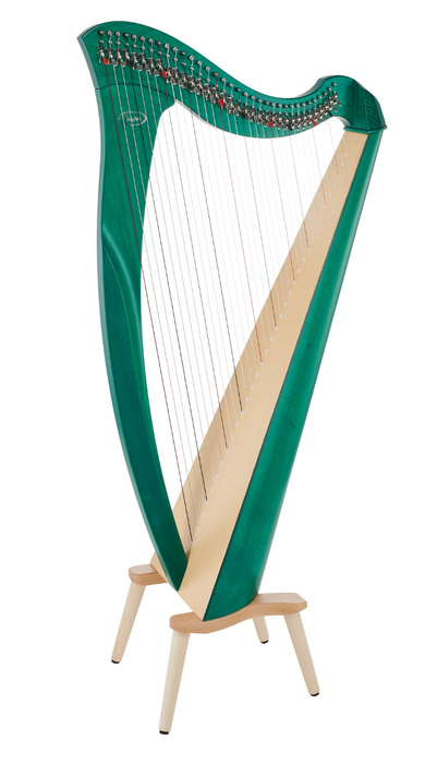 Mia 34 string harp (BioCarbon strings) in green finish by Salvi