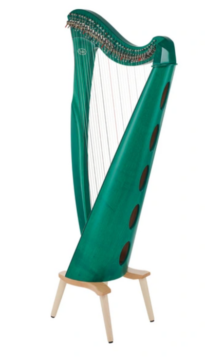 Mia 34 string harp (BioCarbon strings) in green finish by Salvi
