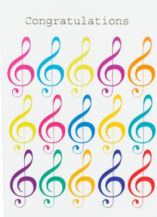 Greetings Card: Congratulations with Jazzy Treble Clef Design