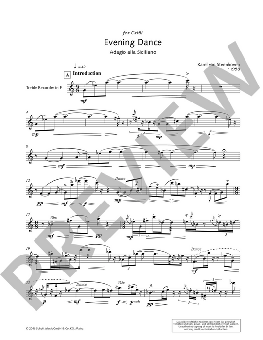 Steenhoven: Evening Dance for Alto Recorder Solo