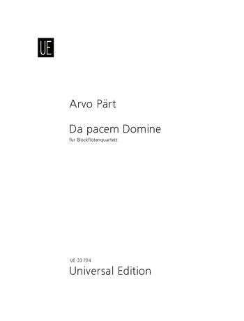 Part: Da pacem Domine for Recorder Quartet