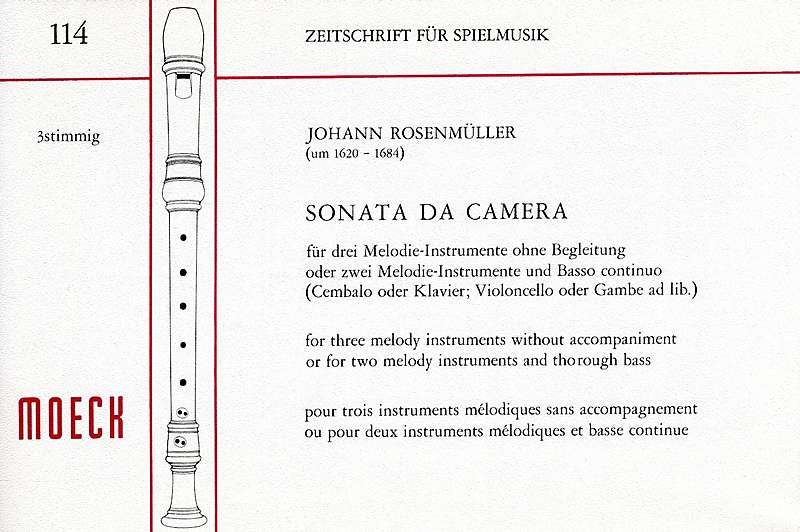 Rosenmuller: Sonata da Camera for 3 Recorders