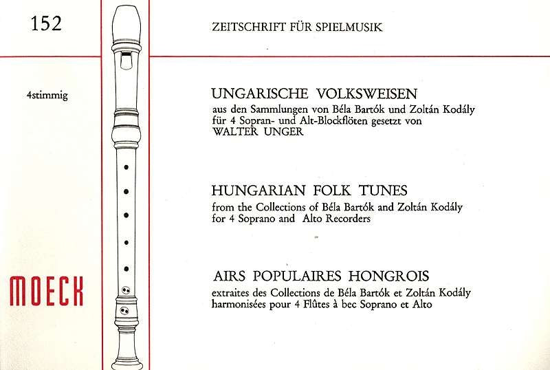 Various: Hungarian Folk Songs for 4 Recorders