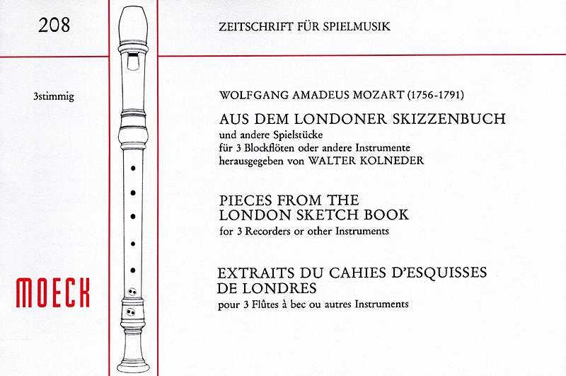 W. A. Mozart: Pieces from the London Sketch Book for 3 Recorders