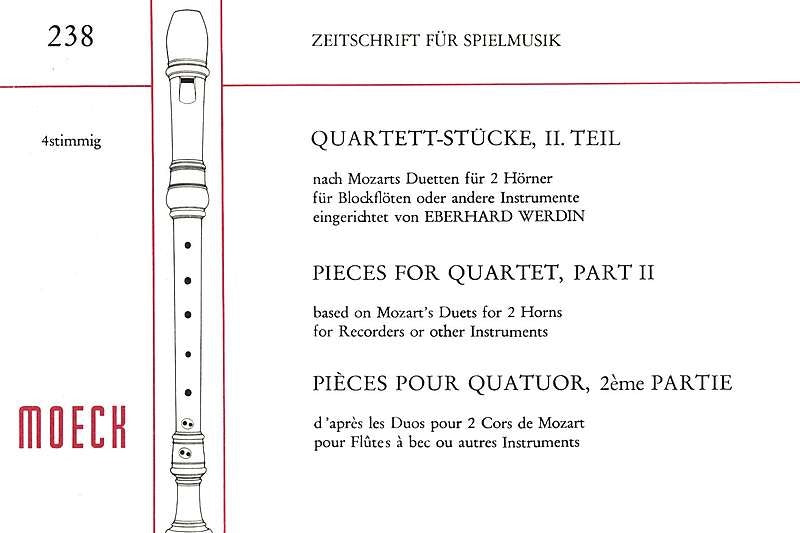 Werdin (ed.): Pieces for Quartet based on Mozart's Horn Duets, Vol. 2