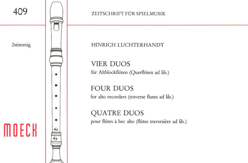 Luchterhandt: 4 Duos for 2 Treble Recorders