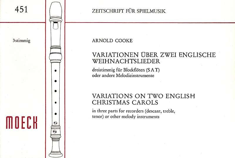 Cooke: Variations on 2 English Christmas Carols for 3 Recorders