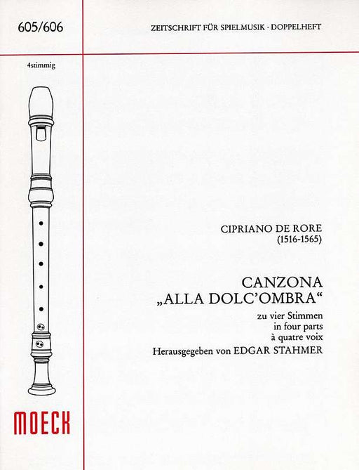 De Rore: Canzona "Alla Dolc'Ombra" for 4 Recorders