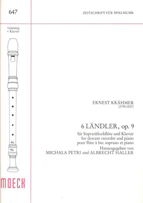 Krahmer: 6 Landler Op. 9 for Descant Recorder and Piano