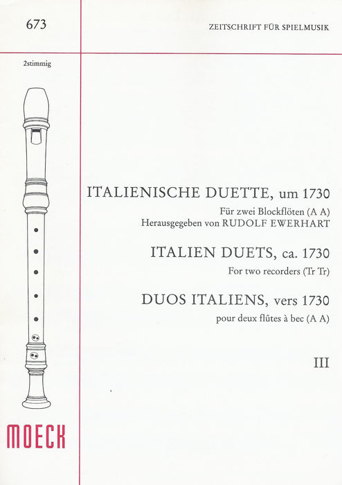 Various: Italian Duets c. 1730 for Treble Recorders, Vol. 3