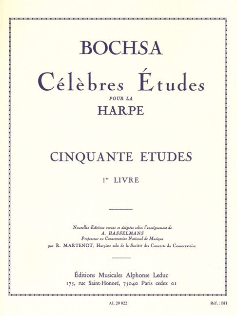 Bochsa: 50 Etudes, Op. 34, Volume 1 for Harp