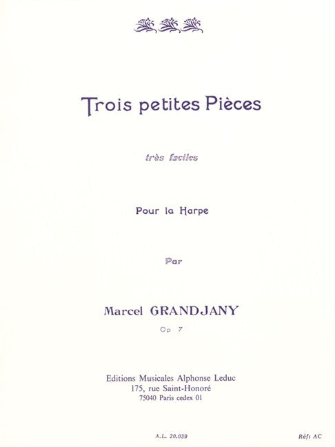 Grandjany: 3 Petites Pieces Très Faciles, Op. 7 for Harp