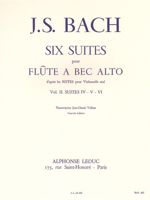 J. S. Bach: Six Suites - Volume 2 for Alto Recorder