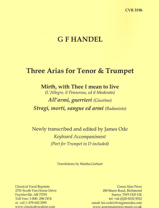 Handel: Three Arias for Tenor & Trumpet