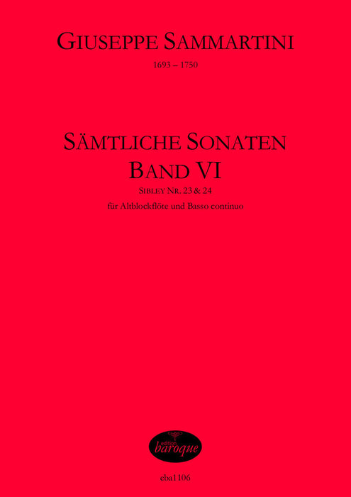 Sammartini: Complete Sonatas for Treble Recorder and Basso Continuo, Vol. 6