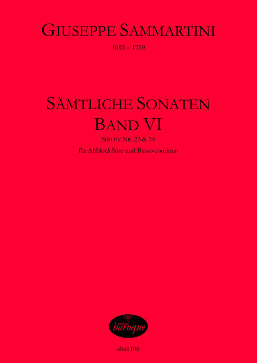 Sammartini: Complete Sonatas for Treble Recorder and Basso Continuo, Vol. 6