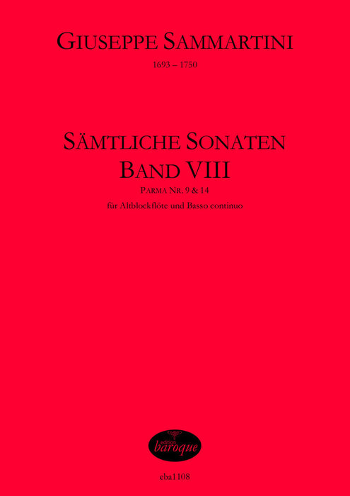 Sammartini: Complete Sonatas for Treble Recorder and Basso Continuo, Vol. 8