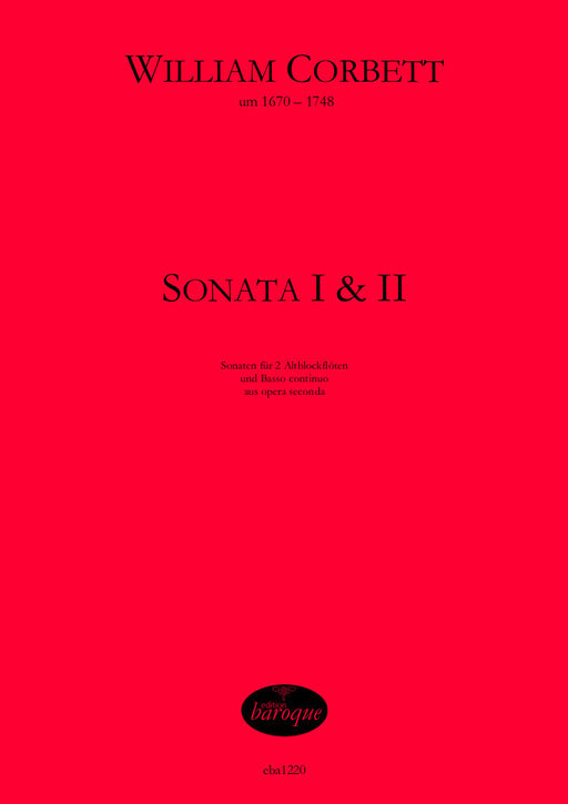 Corbett: Sonatas I and II for 2 Treble Recorders and Basso Continuo