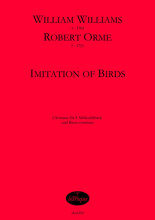 Williams/ Orme: Imitation of Birds - 2 Sonatas for 2 Treble Recorders and Basso Continuo