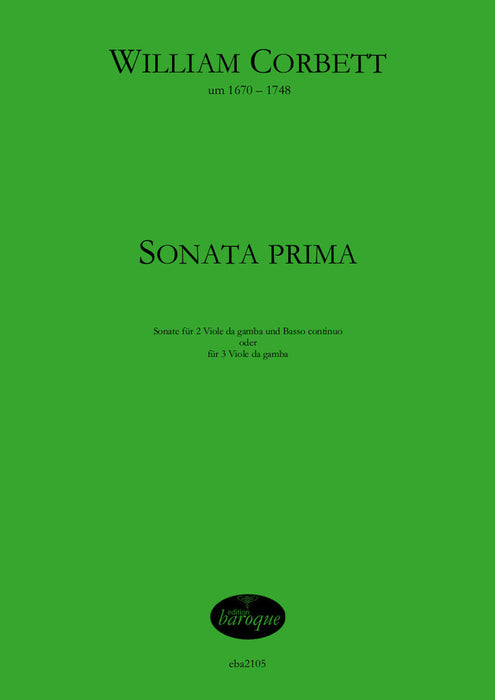 Corbett: Sonata Prima for 2 Bass Viols and Basso Continuo
