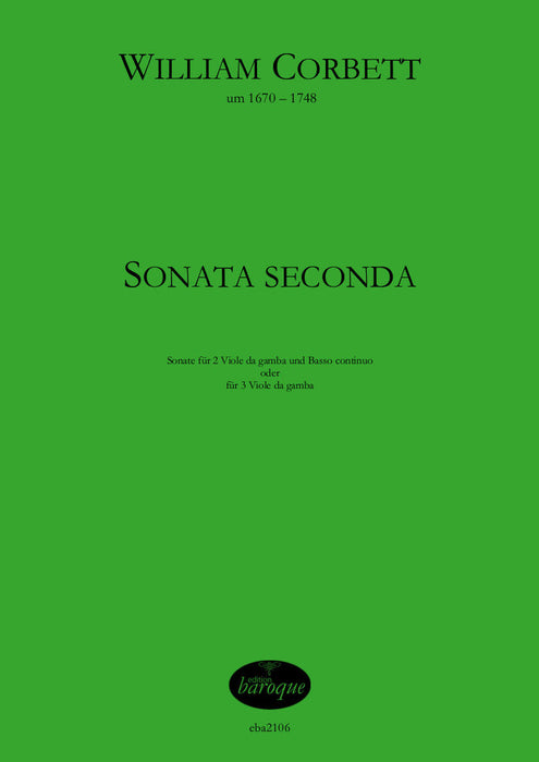 Corbett: Sonata Seconda for 2 Bass Viols and Basso Continuo