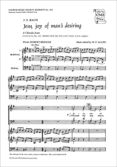 Jesu, Joy of Man's Desiring (Bach) - Choral Score