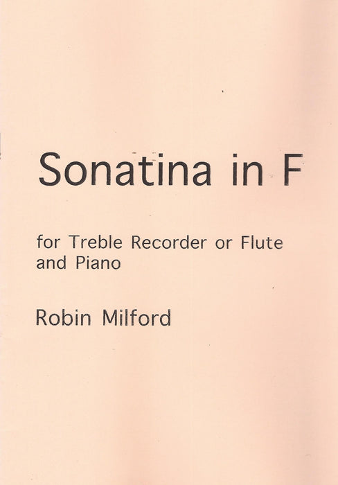 Milford: Sonatina in F for Treble Recorder and Piano