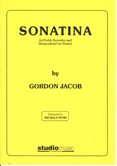 Jacob: Sonatina for Treble Recorder and Harpsichord (or Piano)